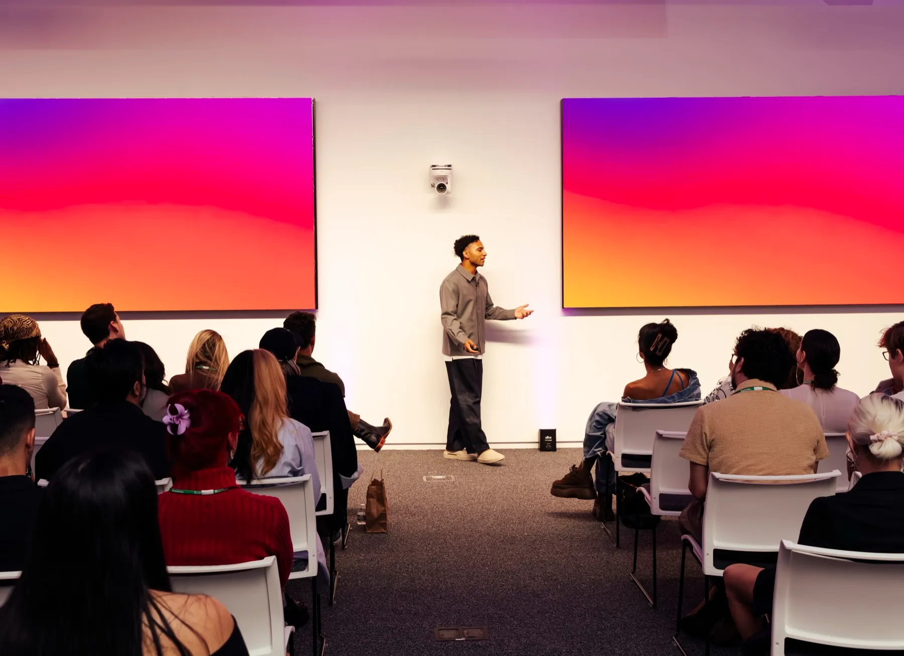 Domenic presenting his workflow to creators at Instagram HQ in New York